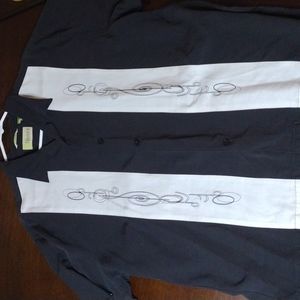 Cubavera Guayabera XL Cuban shirt 85%Rayon 15% polyester missing 1 button